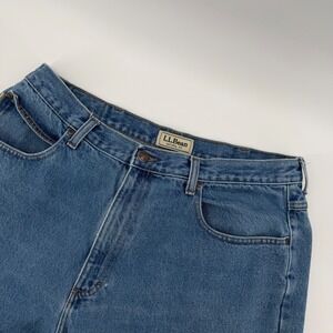 LLBean Natural Fit Jeans Blue Denim Classic Straight Leg Mens Size‎ 37x32